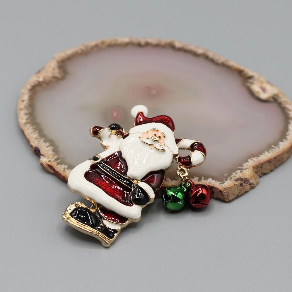 Santa Candy Cane Christmas Holidays pin brooch pendant necklace jewelry fashion